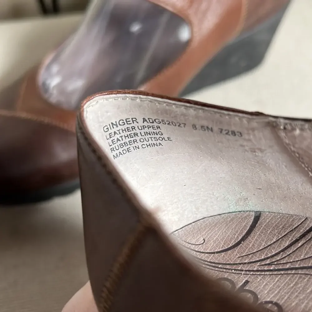 Abeo Ginger brown 2-tone leather Mary Jane wedge shoes academia 8.5 narrow - Picture 7 of 11